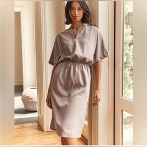 HAVEN Well Within Modal Dolman Dress Sz Small in mushroom Pockets elastic waist